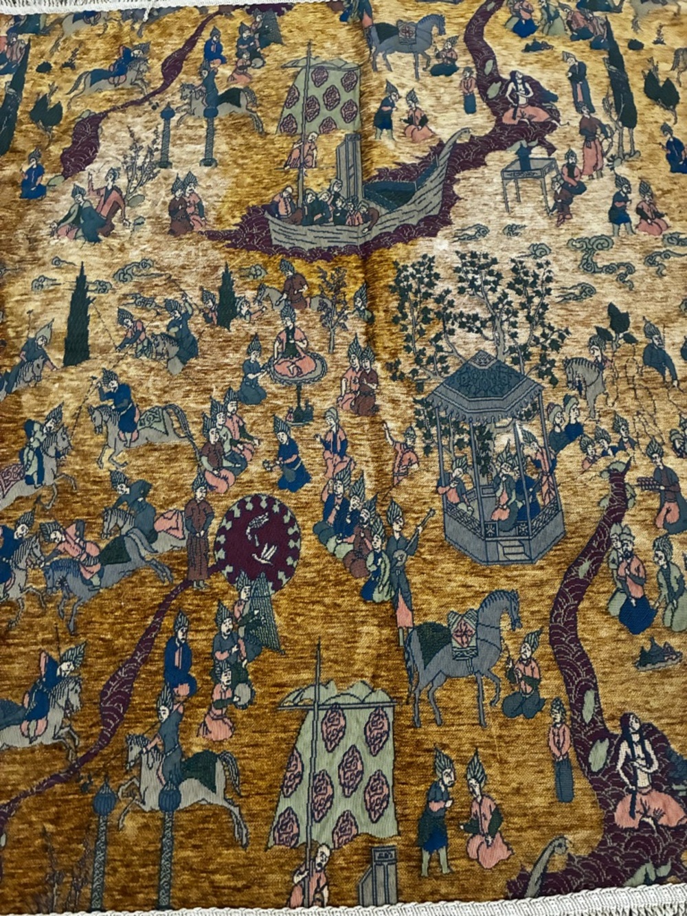Turkish Decorative Mustard Gold Rug or Wall Hanging - Picture 2 of 6